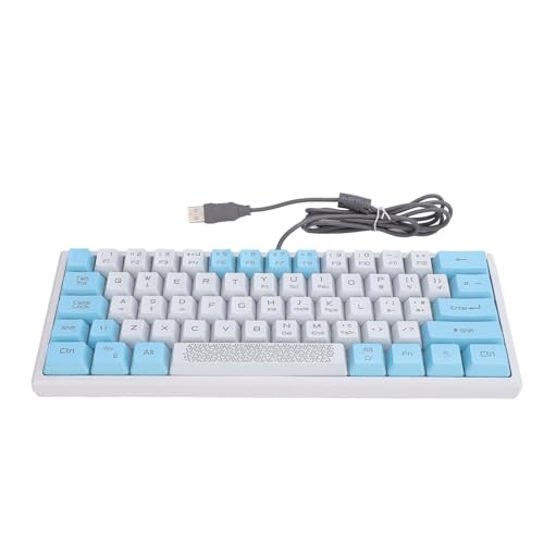 Vikye Kabelgebundene RGB-Tastatur, 62 Tasten, Weiße und Blaue Tastenkappe, Sensible Bedienung, Schnelle Reaktion, Mechanische Gaming-Tastatur für Zuhause und Büro von Vikye