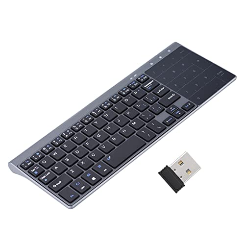Vikye Kabellose 2,4-G-Tastatur, Universelle Bluetooth Tastatur mit Touchpad Tragbare Schlanke Tastatur, Tastatur mit Empfindlichem Touchpad für PC/Notebook/TV-Box von Vikye