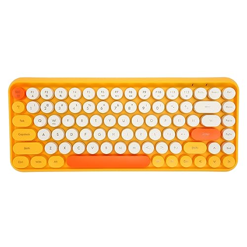 Vikye Kabellose Bluetooth-Tastatur, 84 Tasten, Runde Tastenkappen, Leuchtendes Gelb, Multifunktional, Stilvolles Ergonomisches Design, Passend für Bürospiele von Vikye