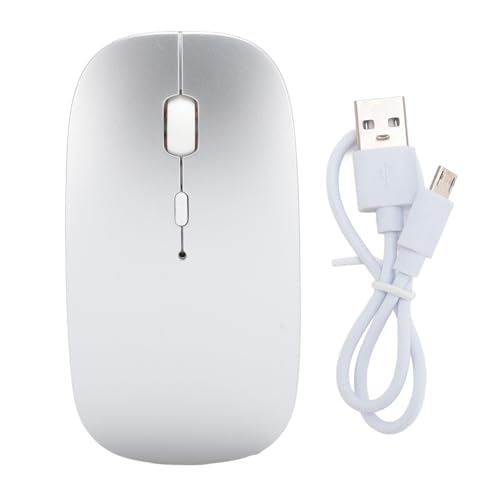 Vikye Kabellose Maus, 3 DPI-Einstellung, Optische Kompaktmaus mit USB-Empfänger, Kabellose Wiederaufladbare Computermaus für Laptop-Computer, Desktop-PC (Silver) von Vikye