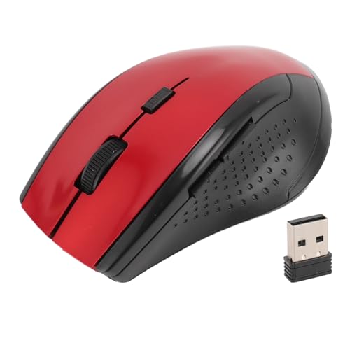 Kabellose Maus, Optische 2,4-G-Kompaktmaus mit USB-Empfänger, Kabellose Batteriebetriebene Computermaus für Laptop-Computer, Desktop-PC (Rot) von Vikye