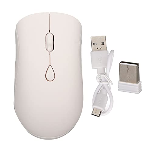 Vikye Kabellose Maus für PC, Laptop, 2,4 G Kabellose Bluetooth 5.2 Ergonomische Maus 500 MAh Wiederaufladbarer Akku 1600 DPI Leise Maus für Büro-Desktops PC (Weiss) von Vikye