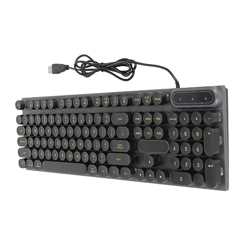 Vikye Mechanische Tastatur, 104 Tasten, USB-kabelgebundene Tastatur mit Bunter Hintergrundbeleuchtung, wasserdichte Plug-and-Play-Computertastatur mit Runden Tastenkappen für die von Vikye
