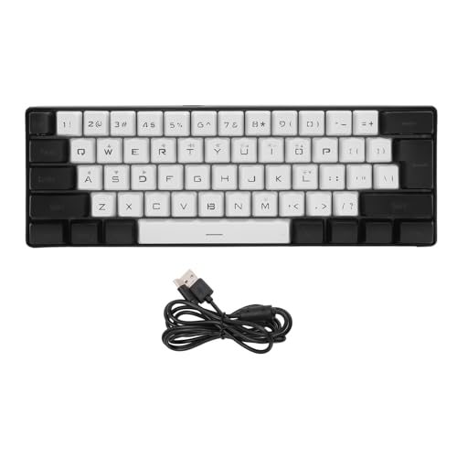 Vikye Mechanische Tastatur, 61 Tasten, USB-kabelgebundene Tastatur mit RGB-Hintergrundbeleuchtung, Ergonomische Ergonomische Computertastatur für Desktop-Laptop-Reisen (weiß schwarz) von Vikye
