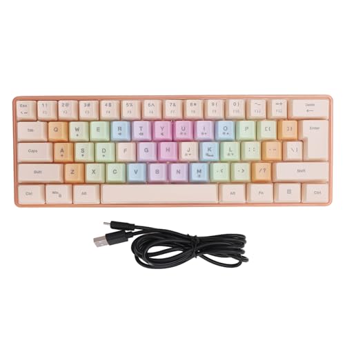 Vikye Mechanische Tastatur, 61 Tasten RGB Siebenfarbige USB-Kabeltastatur, 5 Helligkeitsstufen Einstellbare Mechanische Computertastatur von Vikye