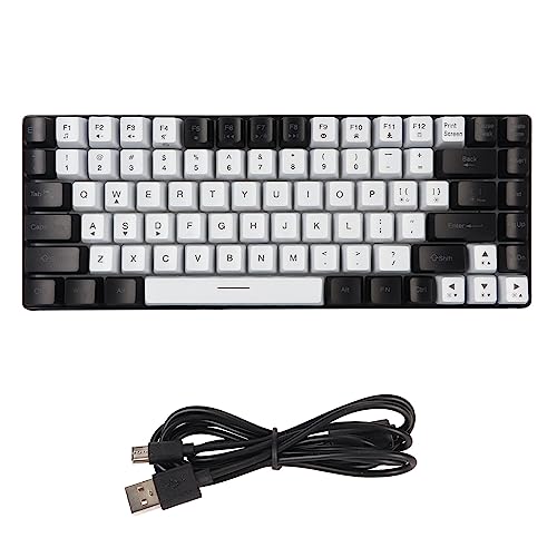 Vikye Mechanische Tastatur, 84 Tasten, Kabelgebundene Typ-C-Tastatur mit RGB-LED-Hintergrundbeleuchtung, Gebogene, Leise Computertastatur für die Bearbeitung Im Familienbüro (White) von Vikye