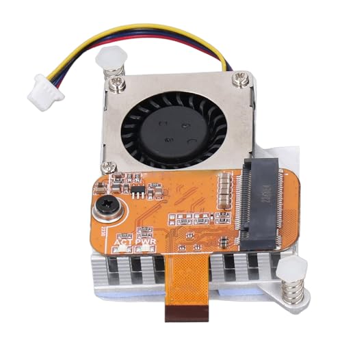 Vikye PCIe auf M.2 NVME SSD-Adapterplatine, Kühlkörper aus Aluminiumlegierung, 2230 M.2 NVME SSD, Aktive Kühlung, Stabile Leistung mit Lüfter für RPi 5 von Vikye