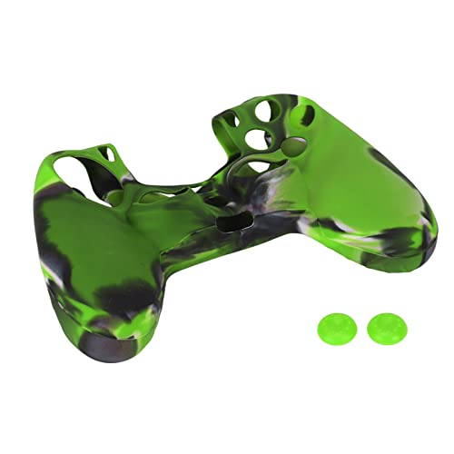 Vikye PS4-Controller-Skin-Silikonhülle, Silikonhülle, rutschfeste Schutzhülle mit 1 Paar Daumengriffen für PS4-Controller, Tarnblau(Tarngrün) von Vikye