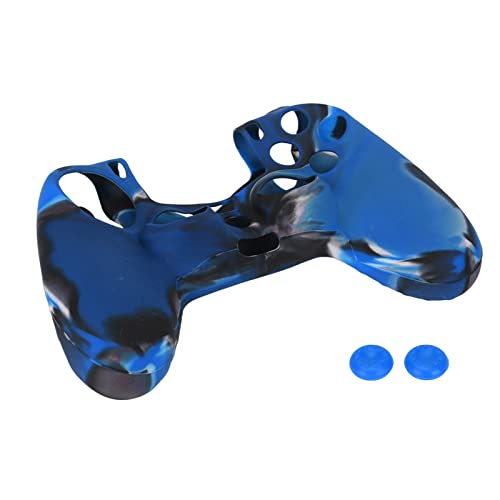 Vikye PS4-Controller-Skin-Silikonhülle, Silikonhülle, rutschfeste Schutzhülle mit 1 Paar Daumengriffen für PS4-Controller, Tarnblau(Tarnung Blau) von Vikye