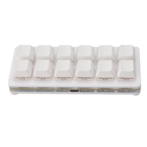 Vikye Programmier-Makro-Tastatur, 12-Tasten-USB-Typ-C-kabelgebundene RGB-Gaming-Tastatur mit Rotem Schalter, Mechanische Handtastatur, Passend für Gaming-Büro (White) von Vikye