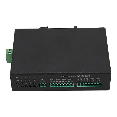 Vikye RS232 RS485 RS422 Optisches Modem, 8 Ports Serielles Bidirektionales Optisches Modem, Unterstützt 128 Geräte, Serieller RS232 RS485 RS422 zu Glasfaser-Konverter (EU-Stecker) von Vikye