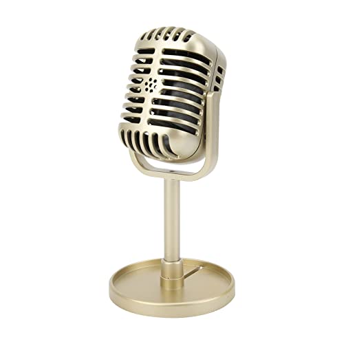 Vikye Retro-Mikrofon-Requisiten-Modell, Hochwertiges Vintage-Requisiten-Mikrofon, Gefälschte Kunststoff-Mikrofon-Bühnen-Tischverzierung für (Gold) von Vikye