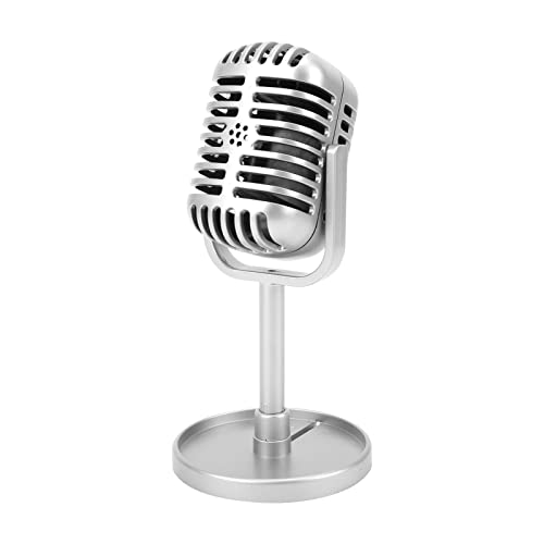 Vikye Retro-Mikrofon-Requisiten-Modell, Hochwertiges Vintage-Requisiten-Mikrofon, Gefälschte Kunststoff-Mikrofon-Bühnen-Tischverzierung für (Silber) von Vikye