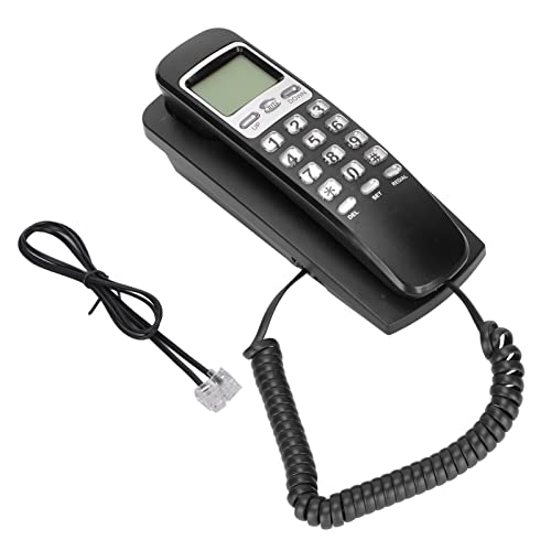 Vikye Schnurgebundenes Telefon, KXT777CID Multifunktionales Schnurgebundenes Telefon mit Wahlwiederholungsfunktion und Intonationswahl, Hängendes Telefon, Wandmontierter Schreibtisch,(Schwarz) von Vikye