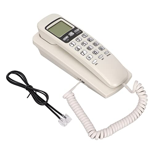 Schnurgebundenes Telefon, KXT777CID Multifunktionales Schnurgebundenes Telefon mit Wahlwiederholungsfunktion und Intonationswahl, Hängendes Telefon, Wandmontierter Schreibtisch,(Weiß) von Vikye