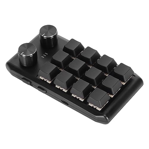 Vikye -Tastatur, 12 Mechanische Tasten, 2 Knöpfe, Programmier-Makro-Tastatur, Benutzerdefinierte -Tastatur mit Programmierbarem Roten Schalter für (Drahtloses BT (eingebauter von Vikye