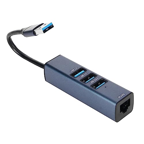 Vikye USB 3.0-zu-Ethernet-Adapter, 3-Port-USB-3.0-Hub mit RJ45 5/100/1000-Gigabit-Ethernet-Adapter, USB-zu-Ethernet-Adapter aus Aluminiumlegierung für Laptop-Desktop-Tablet von Vikye