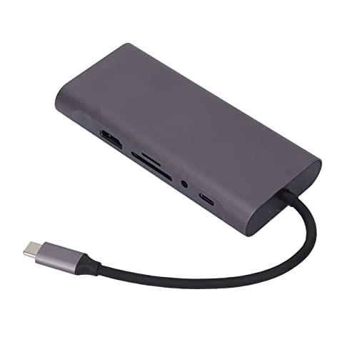 Vikye USB-C-Dockingstation, 11-in-1-USB-C-Hub-HDMI-Monitore für Windows, OS X, PD, USB3.0, 3 USB2.0, Speicherkarte, Speicherkarte, HD-Multimedia-Schnittstelle, VGA, RJ45, AUDIO3.5 von Vikye