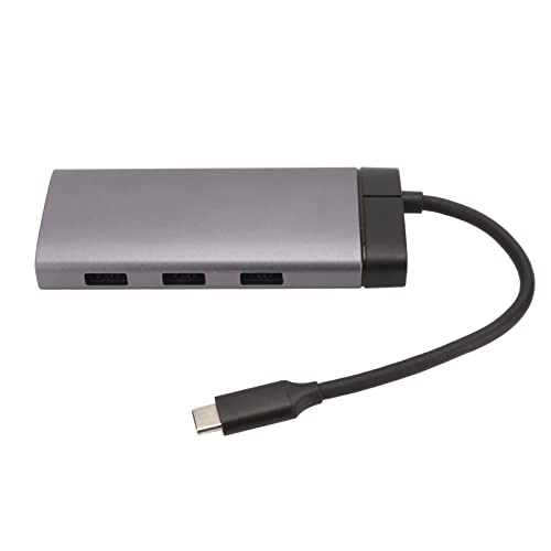 Vikye USB-C-Dockingstation, USB-C-zu-5-HDMI-Adapter, Einfache Verbindung, USB-C-Hub, HDMI-Monitore für Windows, Android, PD-Schnellladung, 5 USB-Anschlüsse, Dunkelgrau von Vikye