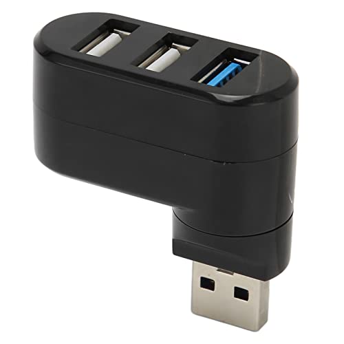 Vikye USB-Port-Splitter, Kompakter Tragbarer USB-Hub mit 3 Anschlüssen (um 90°/180° drehbar), Unterstützt Hot Swap, USB-Hub-Dock für PC, Laptop, Notebook und Mehr, Plug-and-Play (Schwarz) von Vikye