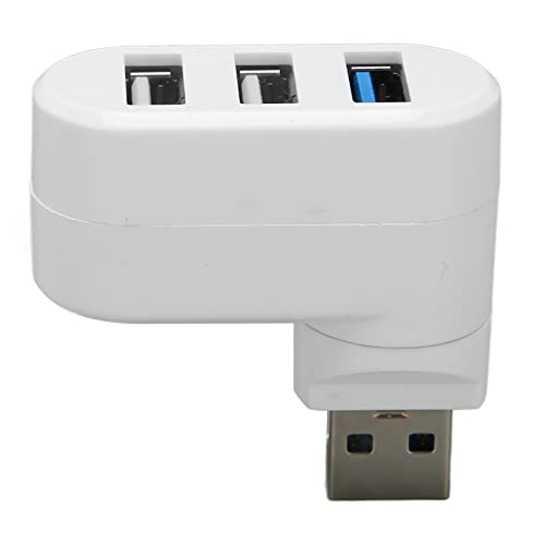 Vikye USB-Port-Splitter, Kompakter Tragbarer USB-Hub mit 3 Anschlüssen (um 90°/180° drehbar), Unterstützt Hot Swap, USB-Hub-Dock für PC, Laptop, Notebook und Mehr, Plug-and-Play (Weiss) von Vikye