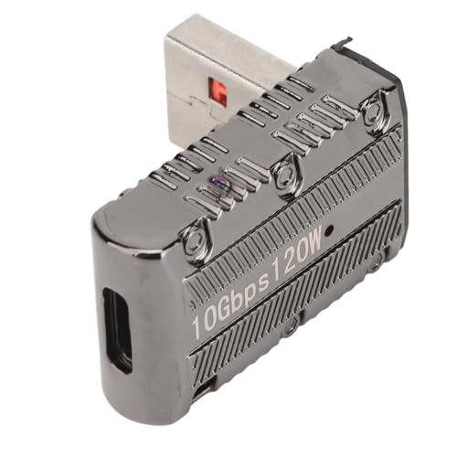 Vikye USB-Stecker auf Typ-C-Buchse, USB 3.1, 10 Gbit/s, 120 W, Schnelles Laden, A-auf-Typ-C-OTG-Konverter mit Gehäuse aus Zinklegierung, Rechtwinkliger Adapter für Handys, Laptops, von Vikye