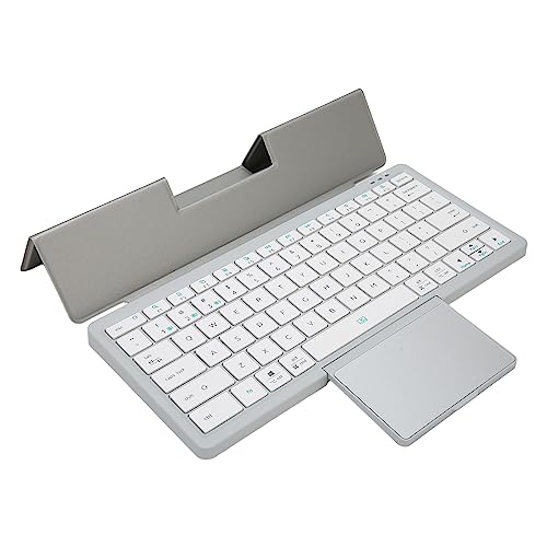 Vikye Universelle Tablet-Hülle, 78-Tasten-Tastatur, Abnehmbare Hülle mit Versteckbarem Touchpad für Android IOS Windows-System, Typ-C-Schnittstelle, Wiederaufladbarer Akku (Silber) von Vikye