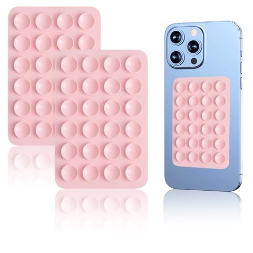 2er Pack Universeller Saugnapf-Handyhalter – Für iPhone, Samsung & mehr – Selbstklebend, Anti-Rutsch, Freihändig für Selfies, Videos & Navi im Auto – Inkl. Spiegelhalterung für Bad (Pink) von Vilbocr