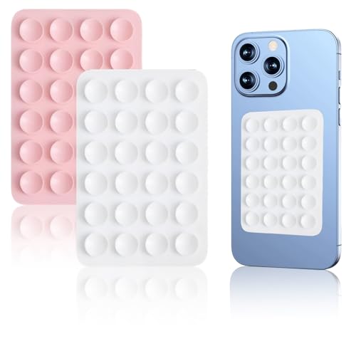 2er Pack Universeller Saugnapf-Handyhalter – Für iPhone, Samsung & mehr – Selbstklebend, Anti-Rutsch, Freihändig für Selfies, Videos & Navi im Auto – Inkl. Spiegelhalterung für Bad (pink，weiß) von Vilbocr