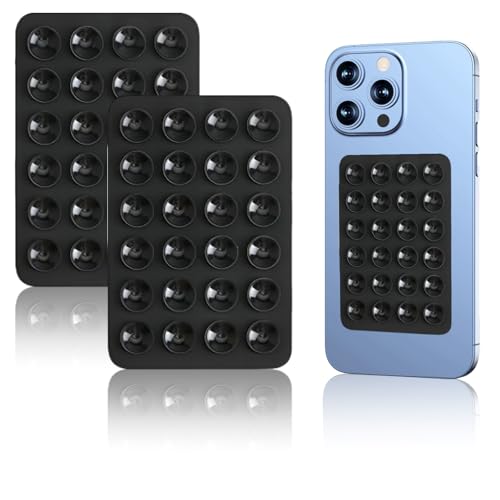 2er Pack Universeller Saugnapf-Handyhalter – Für iPhone, Samsung & mehr – Selbstklebend, Anti-Rutsch, Freihändig für Selfies, Videos & Navi im Auto – Inkl. Spiegelhalterung für Bad (schwarz) von Vilbocr