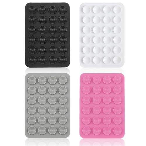4 Stück Handy Saugnapf，Silikon Saugnapf Handy，Handy Kleber Rückseite，für Mobile Stromversorgung Handys Selfies und Videos (Schwarz Weiß Grau) von Vilbocr