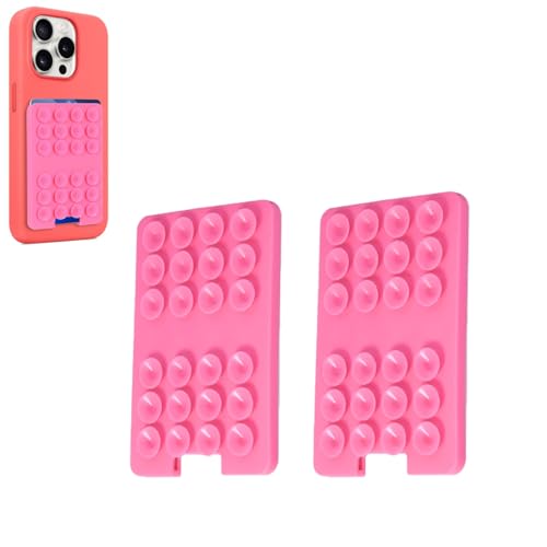 Silikon-Saugnapf-Handyhalterung, 2 Stück, selbstklebende Saugnapf-Handyhalterung, rutschfeste Saugnapf-Handyhalterung, Handy-Saugnapf-Griff mit Brieftasche, Rosa von Vilbocr