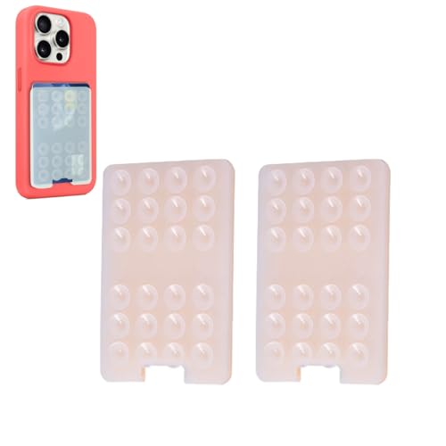 Silikon-Saugnapf-Handyhalterung, 2 Stück, selbstklebende Saugnapf-Handyhalterung, rutschfeste Saugnapf-Handyhalterung, Handy-Saugnapf-Griff mit Brieftasche (transparent) von Vilbocr