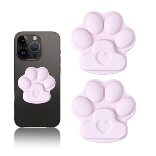 Vilbocr Silikon-Handy-Ständer mit niedlicher Katze, Handy-Saugnapf-Halter, zusammenklappbarer Handy-Fingergriff-Halter für Smartphone, Tablet, Handy-Zubehör (Rosa) von Vilbocr