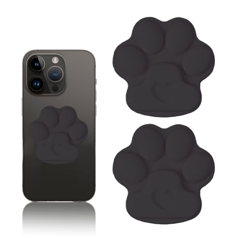 Vilbocr Silikon-Handy-Ständer mit niedlicher Katze, Handy-Saugnapf-Halter, zusammenklappbarer Handy-Fingergriff-Halter für Smartphone, Tablet, Handy-Zubehör (schwarz), 2 Stück von Vilbocr