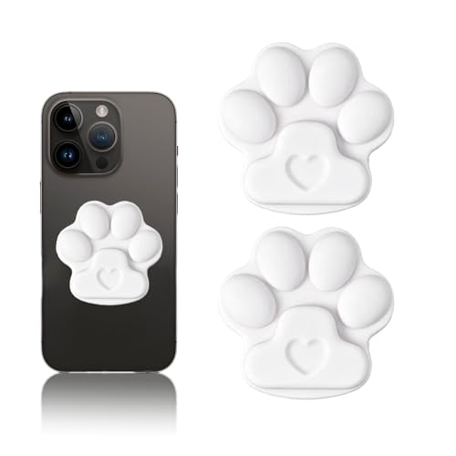 Vilbocr Silikon-Handy-Ständer mit niedlicher Katze, Handy-Saugnapf-Halter, zusammenklappbarer Handy-Fingergriff-Halter für Smartphone, Tablet, Handy-Zubehör (weiß), 2 Stück von Vilbocr