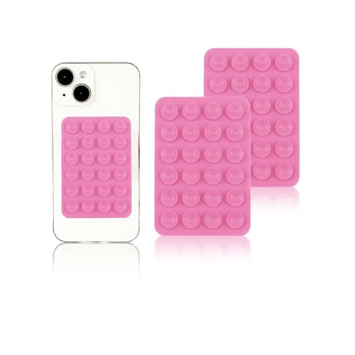 Vilbocr Silikon-Saugnapf-Handyhülle, freihändiges Fidget-Spielzeug, Spiegel, Dusch-Handyhalterung, Tiktok-Videos und Selfies (tiefes Pink), 2 Stück von Vilbocr