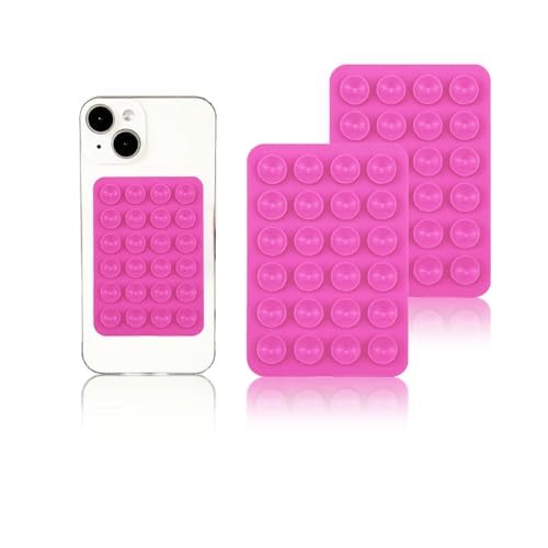 Vilbocr Silikon-Saugnapf-Handyhüllen-Halterung, freihändiges Fidget-Spielzeug, Spiegel, Dusch-Handyhalterung, Tiktok-Videos und Selfies (Rosa), 2 Stück von Vilbocr