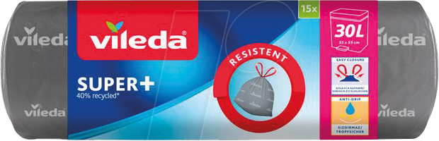 VILEDA 45008 - VILEDA Müllbeutel, Super+ 15 Stk, 30 Liter von Vileda