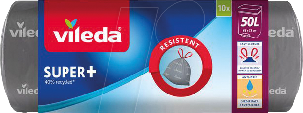 VILEDA 91009 - VILEDA Müllbeutel, Super+ 10 Stk, 50 Liter von Vileda