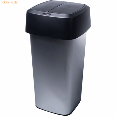 Vileda Abfallbehälter Iris 60l mit Schwingdeckel metallic/schwarz Vileda Abfallbehälter Iris 60l mit Schwingdeckel metallic/schwarz von Vileda