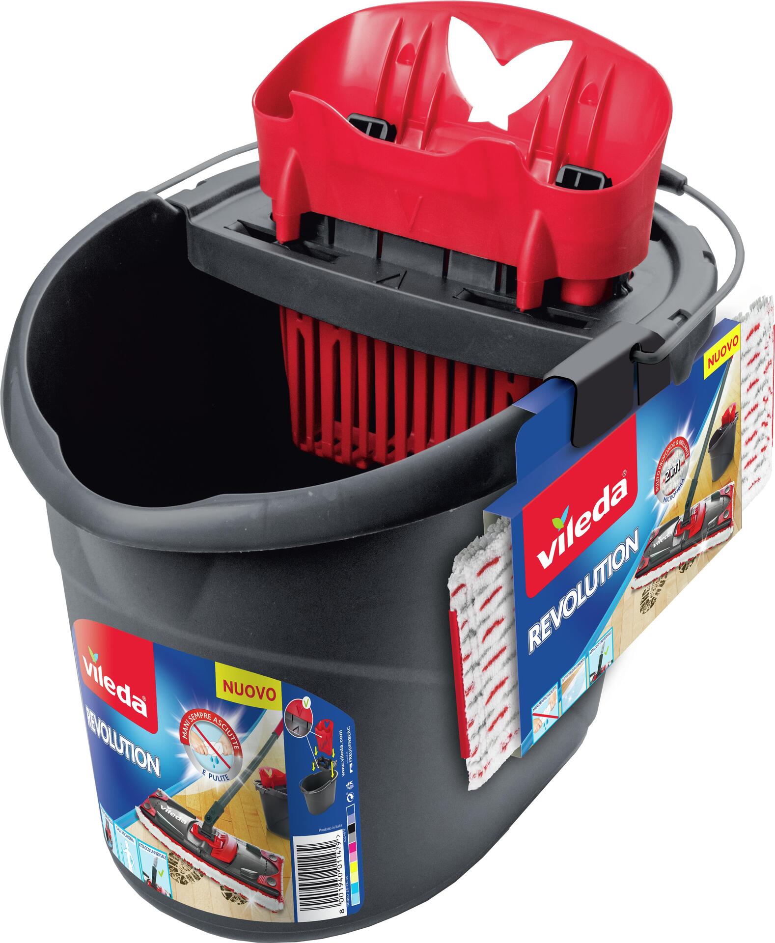 Vileda SuperMocio Revolution Sistema Wischsystem & -eimer Einzeltank Schwarz - Rot - Weiß (170764) von Vileda