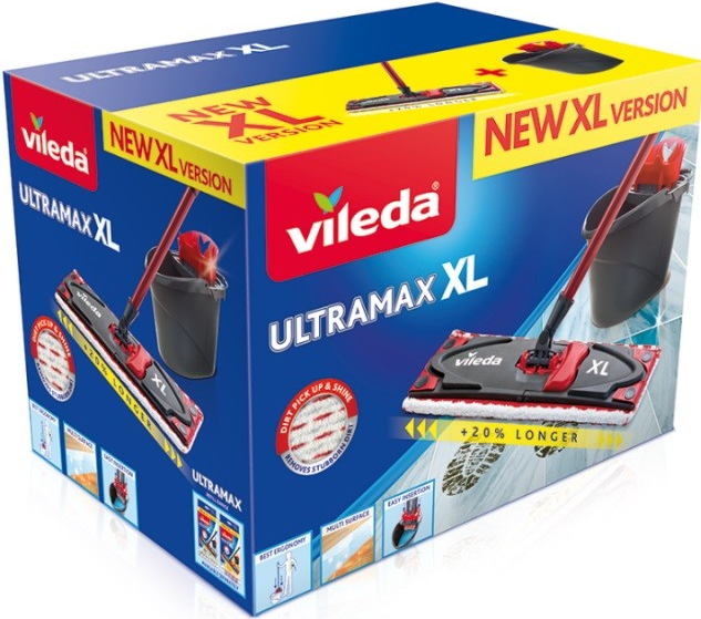 Vileda Ultramax XL Box Mopp Trocken&Nass Mikrofaser Schwarz - Rot (160932) von Vileda