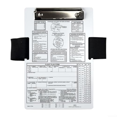 Tragbares Aluminium-Kniebrett für die Luftfahrt zum Aufzeichnen von Flugdaten mit Clips für Diagramme und Formulare (VFR+A) von Vilgftyiet
