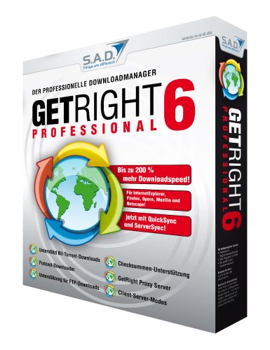 GetRight 6 Professional, CD-ROM: Der professionelle Download-Manager. Für Windows ME/2000/XP Home oder Pro/Vista GetRight 6 Professional, CD-ROM: Der professionelle Download-Manager. Für Windows ME/2000/XP Home oder Pro/Vista von Villarreal CF