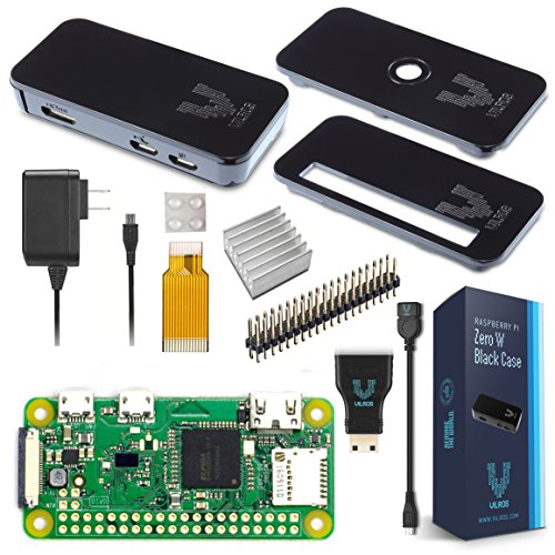 Vilros Raspberry Pi Zero W Basic Starter Kit - Black Case Edition - inklusive Pi Zero W - Netzteil & Premium Black Case von Vilros