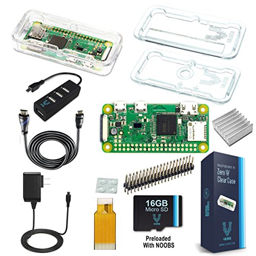 Vilros Raspberry Pi Zero W Complete Starter Kit-Premium Clear Case Edition-Includes Pi Zero W and 7 Essential Accessories von Vilros
