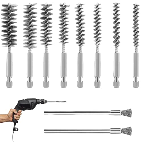 10 Stück Drahtbürste Bohrmaschine, Drahtbürste Akkuschrauber, Sechskantstange Edelstahl-Lochbürste für Bohrmaschine Polier ,Verschiedene Größen (8 Stück lange Bürste + 2 Stück kurze Bürste, silber) 10 Stück Drahtbürste Bohrmaschine, Drahtbürste Akkuschrauber, Sechskantstange Edelstahl-Lochbürste für Bohrmaschine Polier ,Verschiedene Größen (8 Stück lange Bürste + 2 Stück kurze Bürste, silber) von Vimmvid