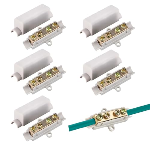 5Pcs Kabelverbinder aus Messing mit Doppelschrauben, ABS-Gehäuse Hauptleitungsabzweigklemme Klemmen Elektro, 1000 V 100 A Verbindungsklemme Geeignet für 2.5 Bis 16 mm² Draht für Deckenleuchten, Schalt von Vimmvid