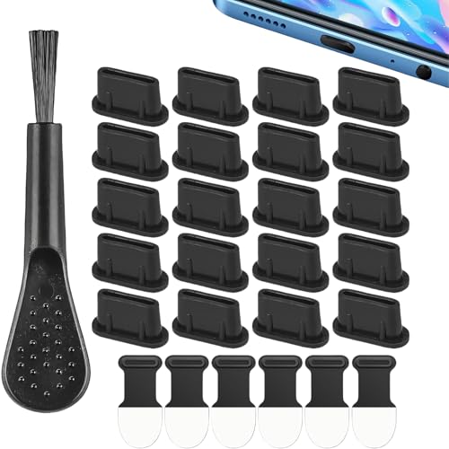 Vimmvid 27 Teiliges Set Handy Reinigungsset, USB c Staubschutz Kompatibel Mit Mehreren Mobiltelefonen, Schwarz USB c Schutzkappe, Handy Ladebuchse Schutz für Type Ladestecker Stopfen Zubehör von Vimmvid